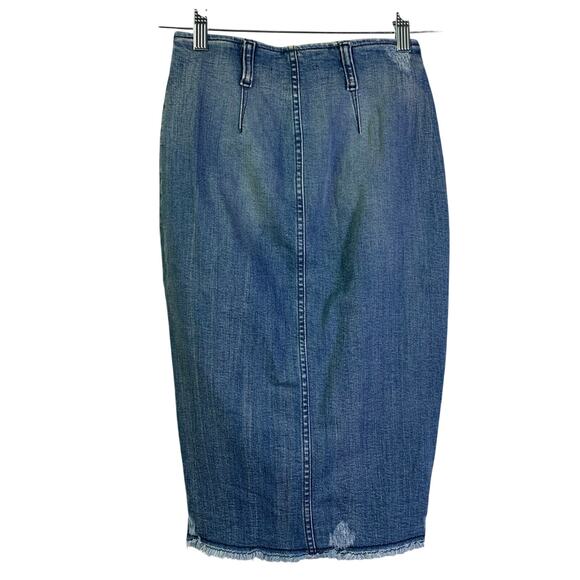 RETROFETE Skirt XS Harmonia Pencil Down Front Button Closure Edgy Distressed Hem - Picture 5 of 16